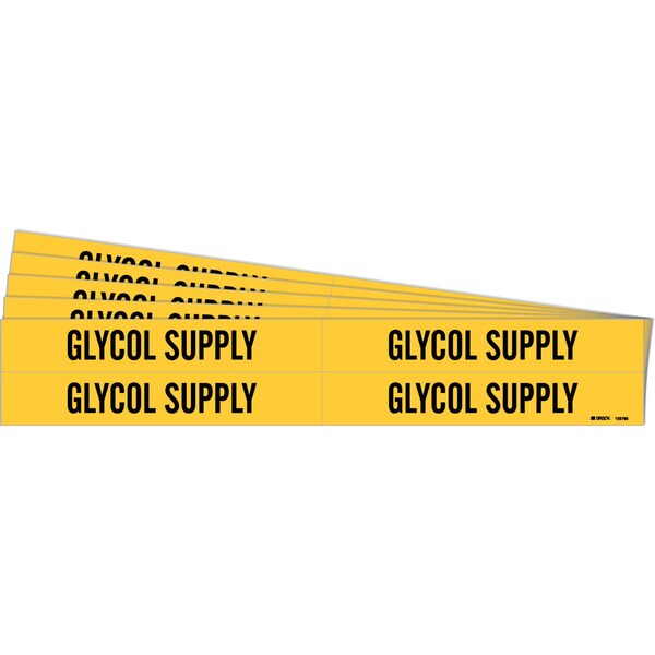 GLYCOL SUPPLY Pipe Marker Style 4 Polyester Black on Yellow 4 per Card, 5 PK